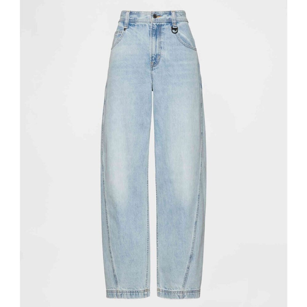 gap x beis high rise barrel jeans medium wash light blue size 29 | 8